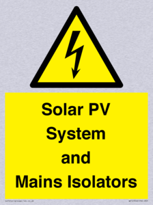 Solar PV System and Mains Isolators